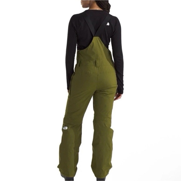The North Face Women Sz XS Short freedom insulated Snow Ski bib Forest Olive New - Picture 6 of 16
